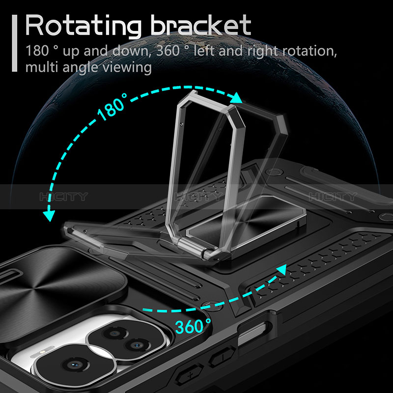 Funda Bumper Silicona y Plastico Mate Carcasa con Magnetico Anillo de dedo Soporte MQ6 para Huawei Honor 90 Lite 5G