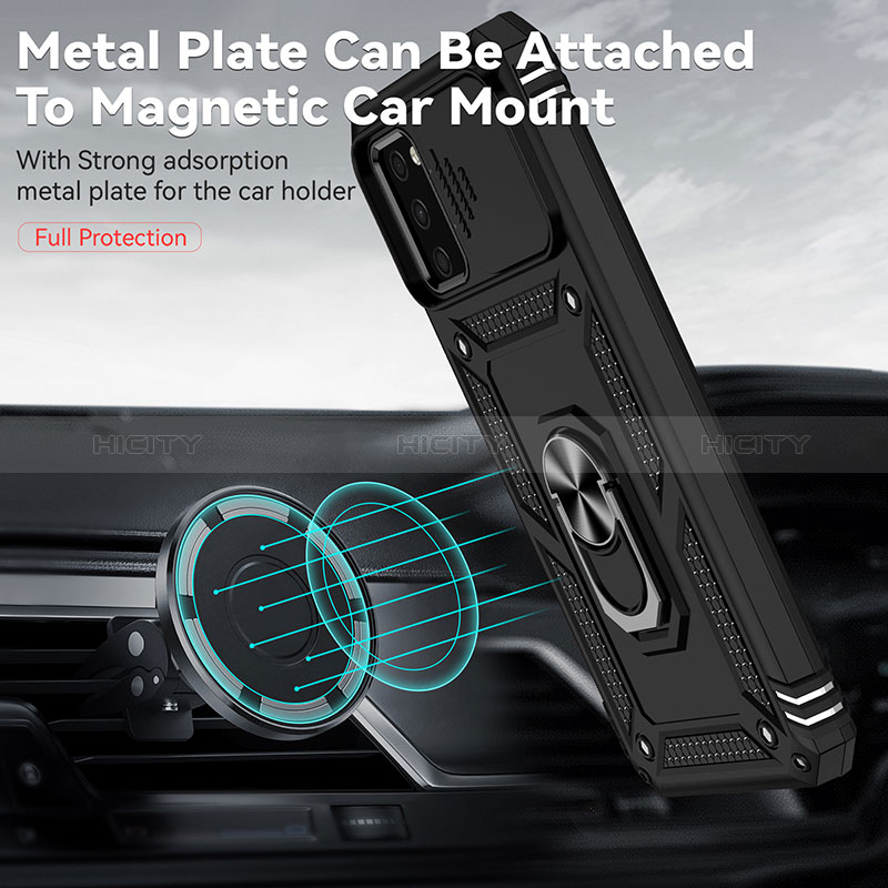 Funda Bumper Silicona y Plastico Mate Carcasa con Magnetico Anillo de dedo Soporte MQ6 para Samsung Galaxy A02s