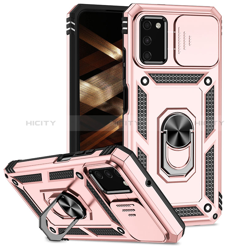 Funda Bumper Silicona y Plastico Mate Carcasa con Magnetico Anillo de dedo Soporte MQ6 para Samsung Galaxy A02s