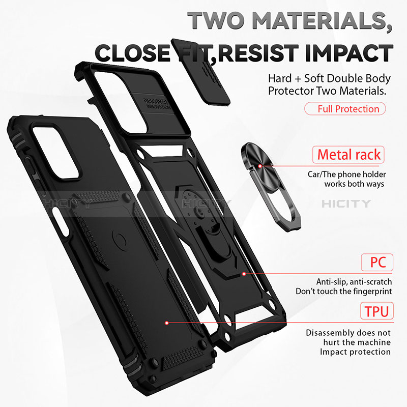 Funda Bumper Silicona y Plastico Mate Carcasa con Magnetico Anillo de dedo Soporte MQ6 para Samsung Galaxy M12