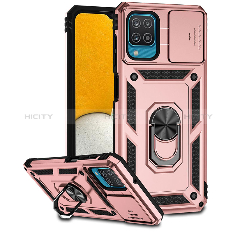 Funda Bumper Silicona y Plastico Mate Carcasa con Magnetico Anillo de dedo Soporte MQ6 para Samsung Galaxy M12