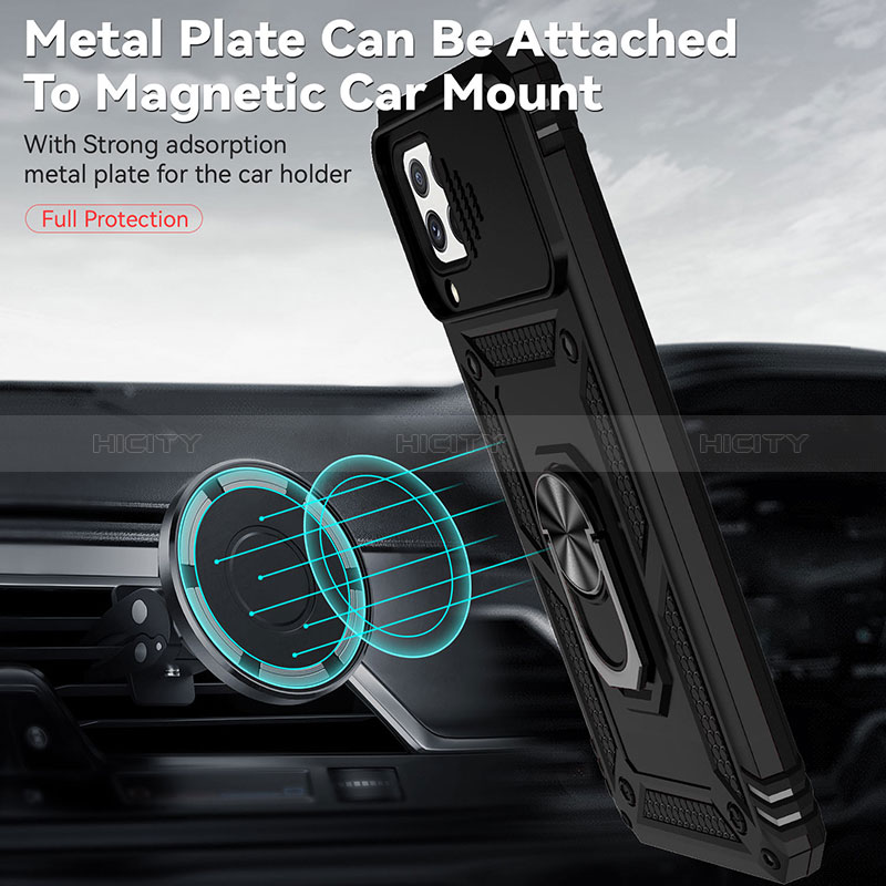 Funda Bumper Silicona y Plastico Mate Carcasa con Magnetico Anillo de dedo Soporte MQ6 para Samsung Galaxy M32 4G