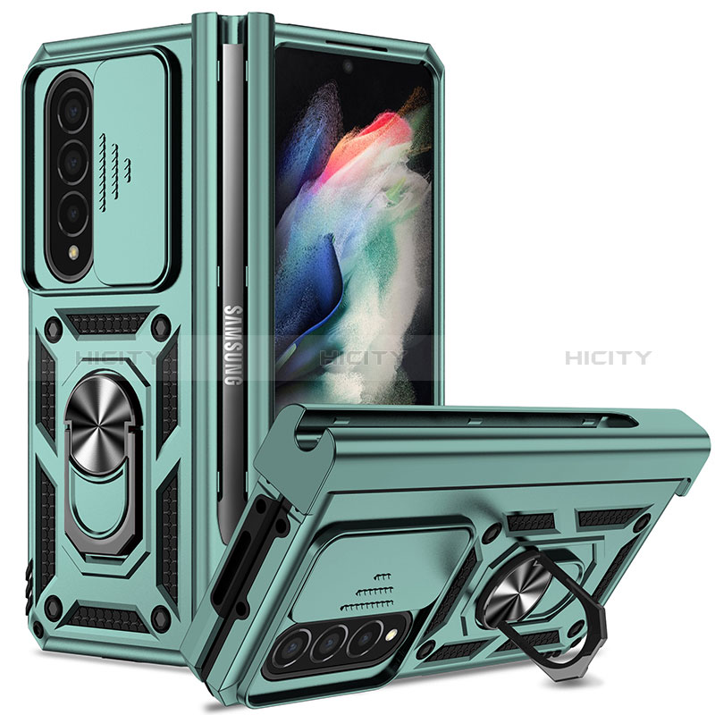 Funda Bumper Silicona y Plastico Mate Carcasa con Magnetico Anillo de dedo Soporte MQ6 para Samsung Galaxy Z Fold4 5G