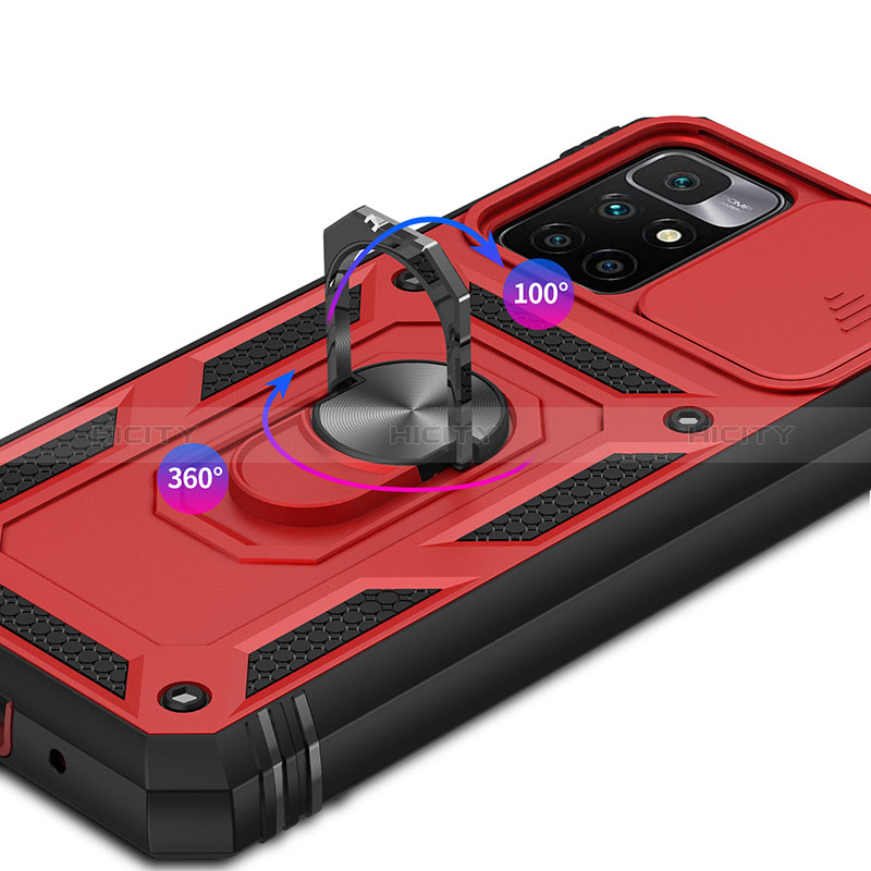 Funda Bumper Silicona y Plastico Mate Carcasa con Magnetico Anillo de dedo Soporte MQ6 para Xiaomi Redmi 10 4G
