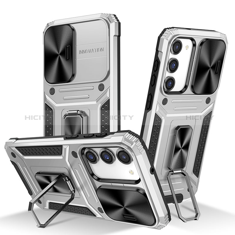 Funda Bumper Silicona y Plastico Mate Carcasa con Magnetico Anillo de dedo Soporte MQ7 para Samsung Galaxy S22 5G