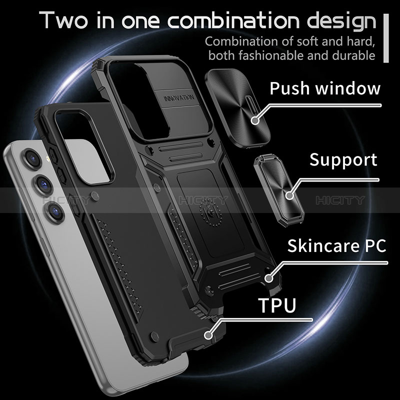 Funda Bumper Silicona y Plastico Mate Carcasa con Magnetico Anillo de dedo Soporte MQ7 para Samsung Galaxy S22 Plus 5G