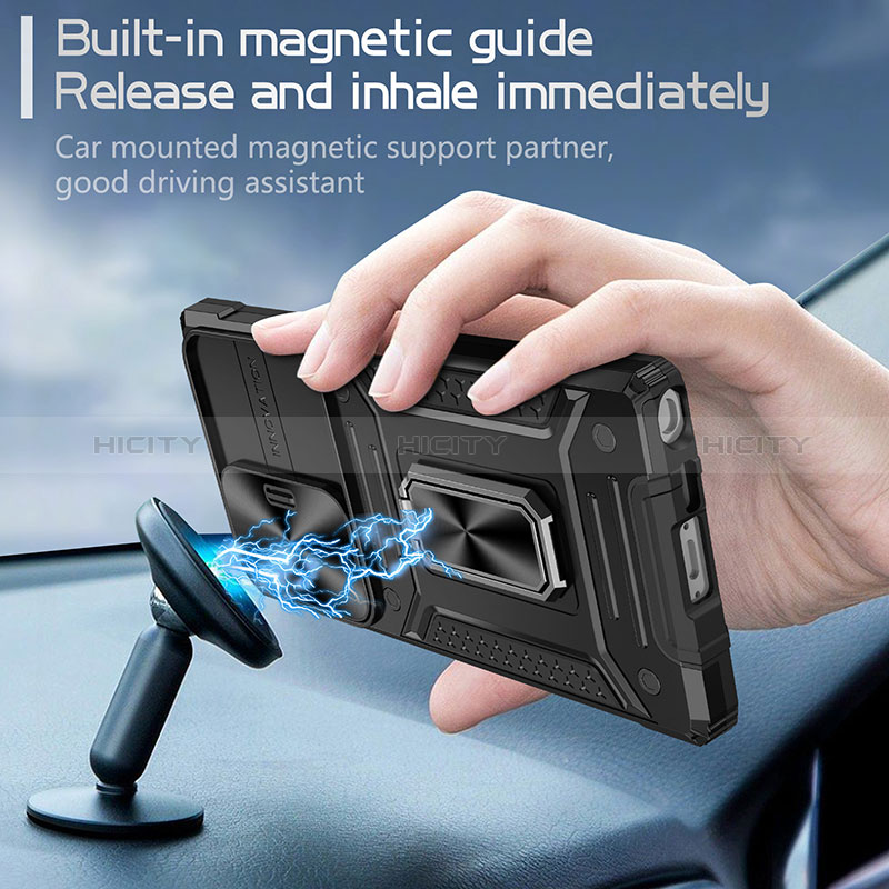 Funda Bumper Silicona y Plastico Mate Carcasa con Magnetico Anillo de dedo Soporte MQ7 para Samsung Galaxy S23 Ultra 5G