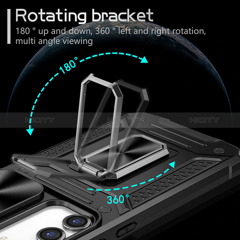 Funda Bumper Silicona y Plastico Mate Carcasa con Magnetico Anillo de dedo Soporte MQ7 para Samsung Galaxy S24 5G
