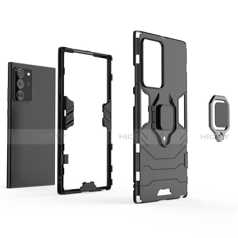 Funda Bumper Silicona y Plastico Mate Carcasa con Magnetico Anillo de dedo Soporte N01 para Samsung Galaxy Note 20 Ultra 5G