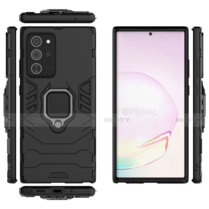 Funda Bumper Silicona y Plastico Mate Carcasa con Magnetico Anillo de dedo Soporte N01 para Samsung Galaxy Note 20 Ultra 5G