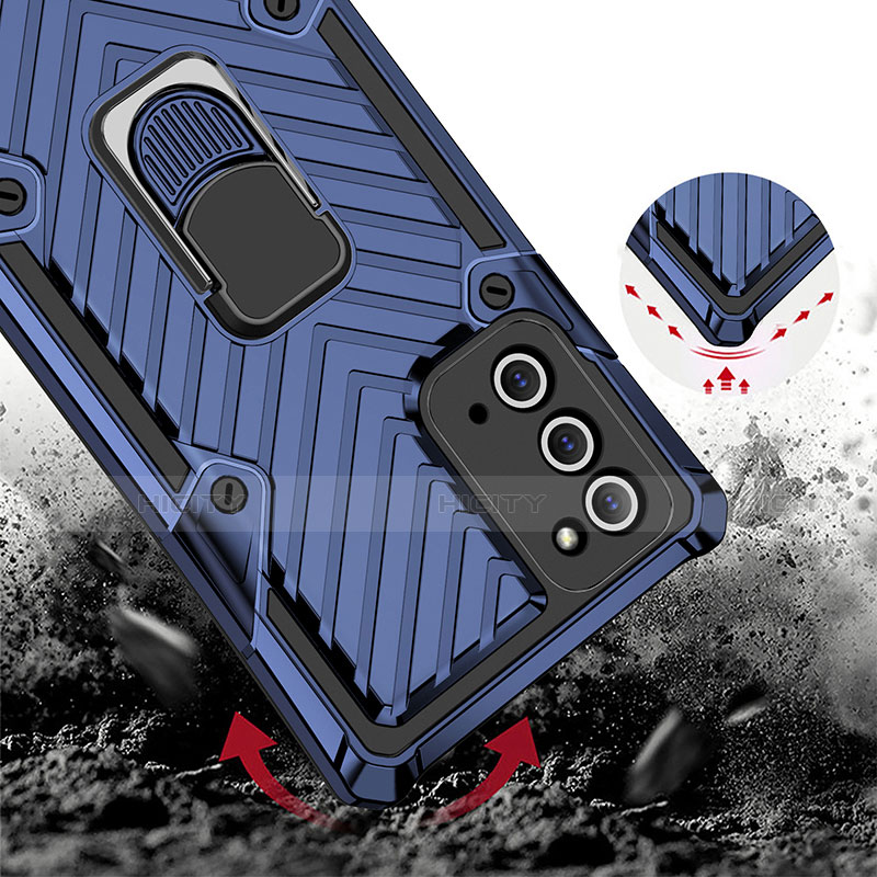 Funda Bumper Silicona y Plastico Mate Carcasa con Magnetico Anillo de dedo Soporte N03 para Samsung Galaxy Note 20 5G