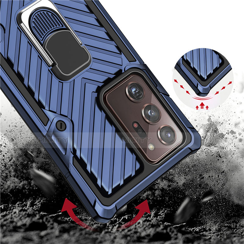 Funda Bumper Silicona y Plastico Mate Carcasa con Magnetico Anillo de dedo Soporte N03 para Samsung Galaxy Note 20 Ultra 5G