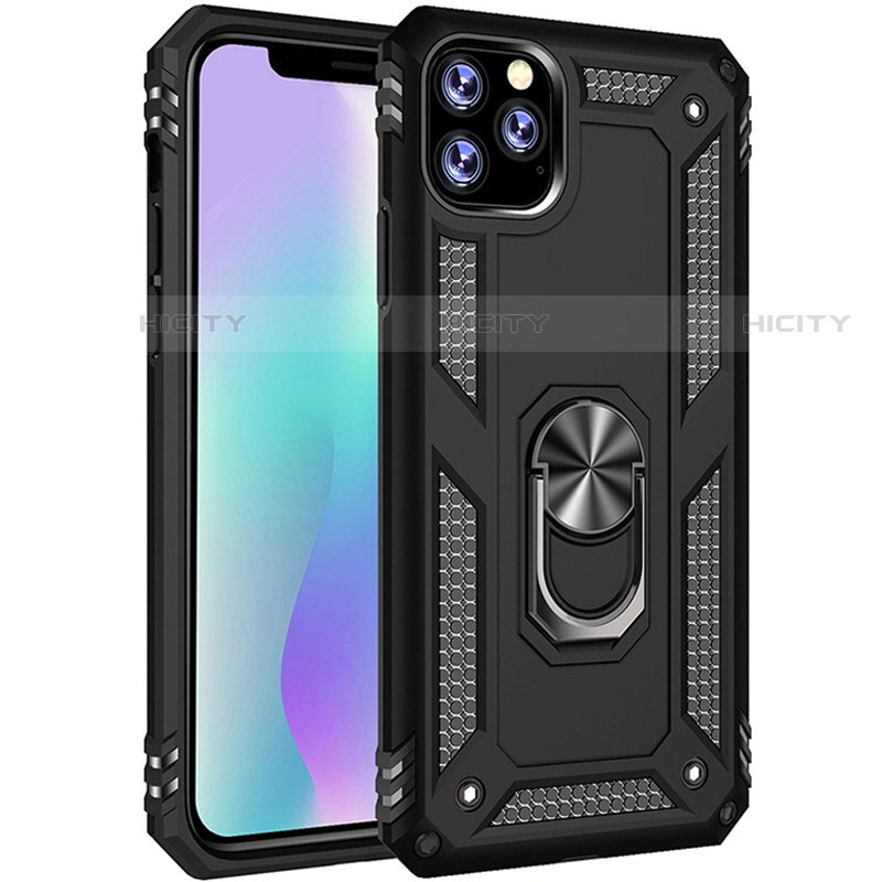 Funda Bumper Silicona y Plastico Mate Carcasa con Magnetico Anillo de dedo Soporte para Apple iPhone 11 Pro Max