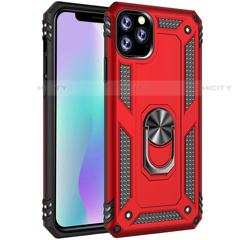 Funda Bumper Silicona y Plastico Mate Carcasa con Magnetico Anillo de dedo Soporte para Apple iPhone 11 Pro Max