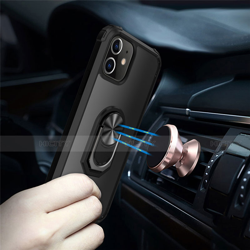 Funda Bumper Silicona y Plastico Mate Carcasa con Magnetico Anillo de dedo Soporte para Apple iPhone 12 Mini