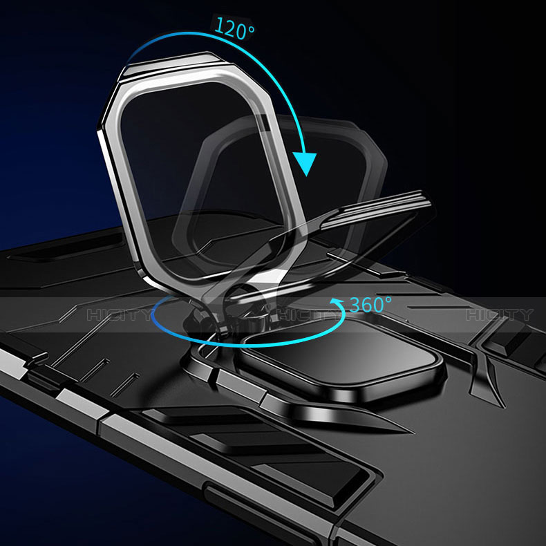 Funda Bumper Silicona y Plastico Mate Carcasa con Magnetico Anillo de dedo Soporte para Huawei Enjoy 10