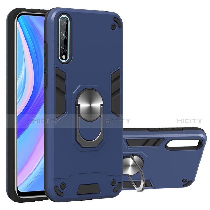 Funda Bumper Silicona y Plastico Mate Carcasa con Magnetico Anillo de dedo Soporte para Huawei Enjoy 10S