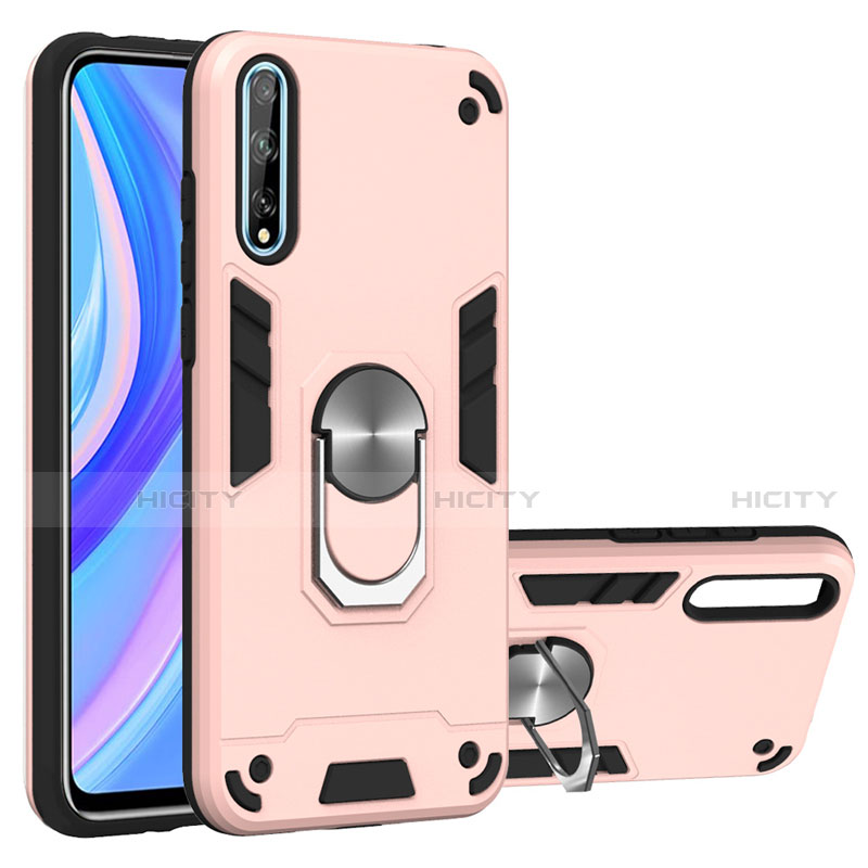 Funda Bumper Silicona y Plastico Mate Carcasa con Magnetico Anillo de dedo Soporte para Huawei Enjoy 10S