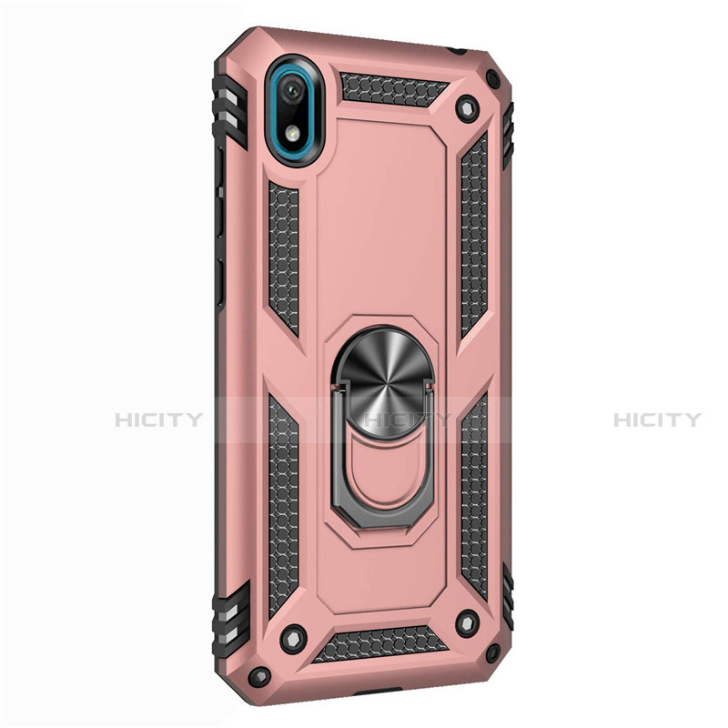 Funda Bumper Silicona y Plastico Mate Carcasa con Magnetico Anillo de dedo Soporte para Huawei Enjoy 8S Oro Rosa