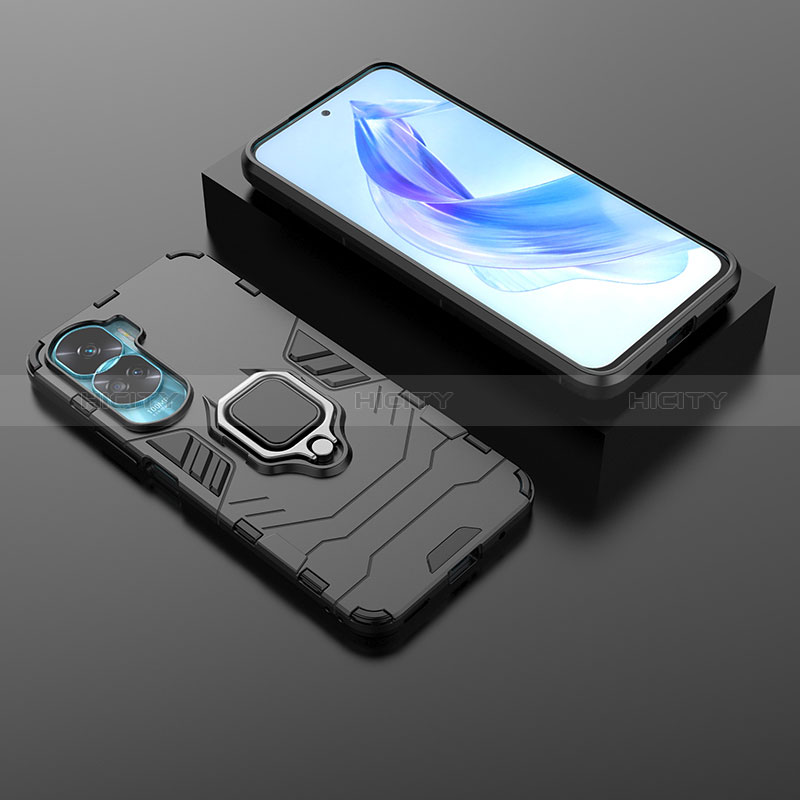Funda Bumper Silicona y Plastico Mate Carcasa con Magnetico Anillo de dedo Soporte para Huawei Honor 90 Lite 5G