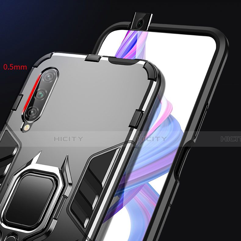 Funda Bumper Silicona y Plastico Mate Carcasa con Magnetico Anillo de dedo Soporte para Huawei Honor 9X Pro