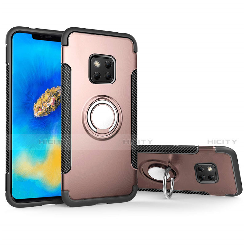 Funda Bumper Silicona y Plastico Mate Carcasa con Magnetico Anillo de dedo Soporte para Huawei Mate 20 Pro