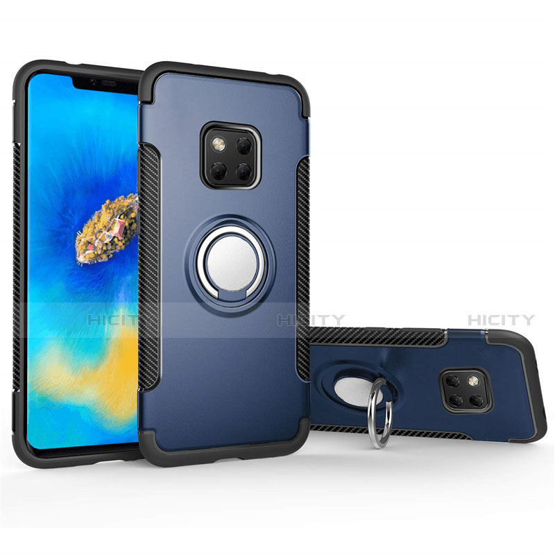 Funda Bumper Silicona y Plastico Mate Carcasa con Magnetico Anillo de dedo Soporte para Huawei Mate 20 Pro