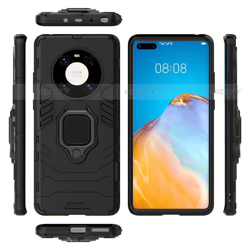 Funda Bumper Silicona y Plastico Mate Carcasa con Magnetico Anillo de dedo Soporte para Huawei Mate 40 Pro