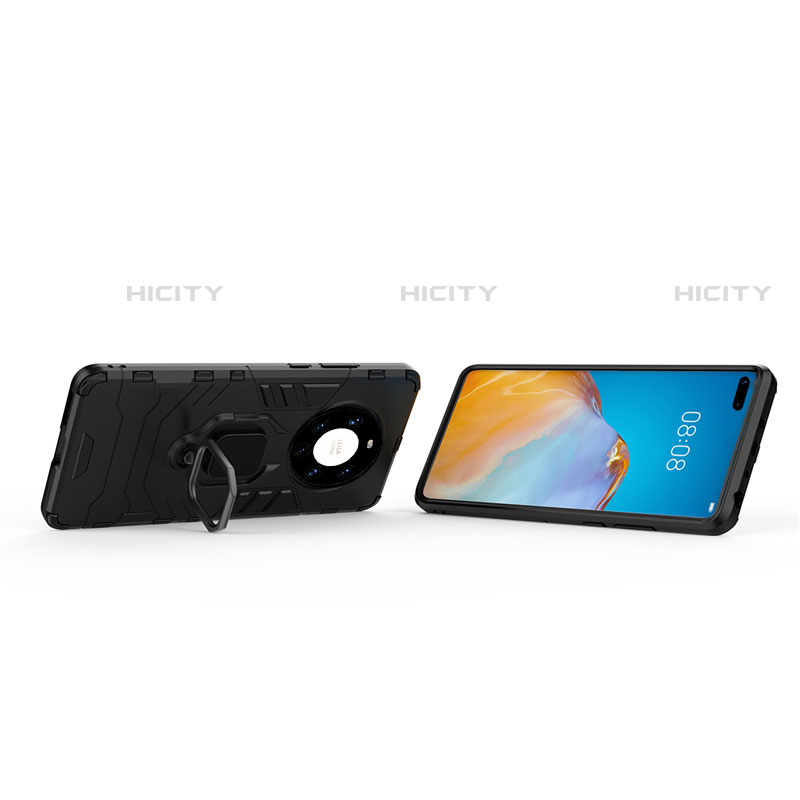 Funda Bumper Silicona y Plastico Mate Carcasa con Magnetico Anillo de dedo Soporte para Huawei Mate 40 Pro+ Plus