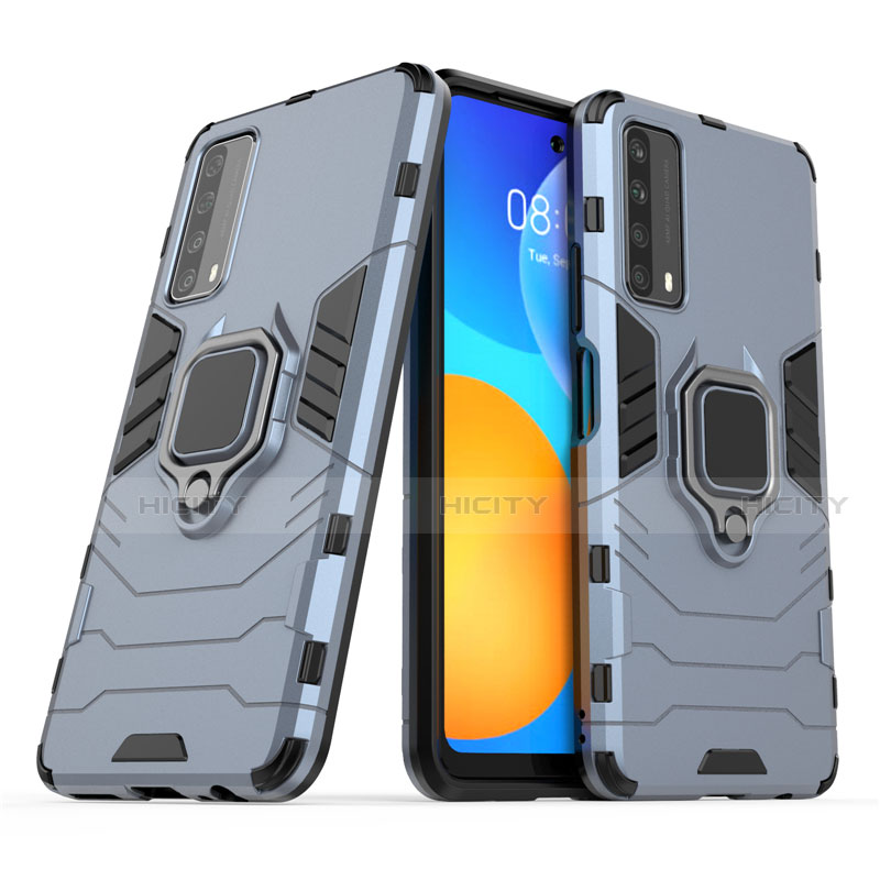 Funda Bumper Silicona y Plastico Mate Carcasa con Magnetico Anillo de dedo Soporte para Huawei P Smart (2021)