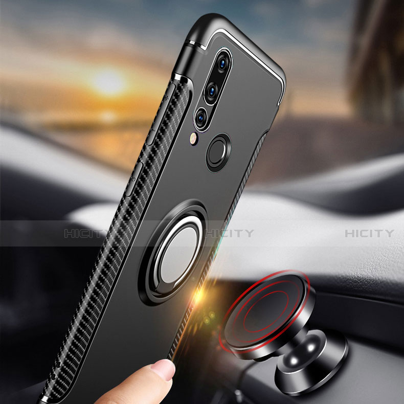 Funda Bumper Silicona y Plastico Mate Carcasa con Magnetico Anillo de dedo Soporte para Huawei P30 Lite New Edition