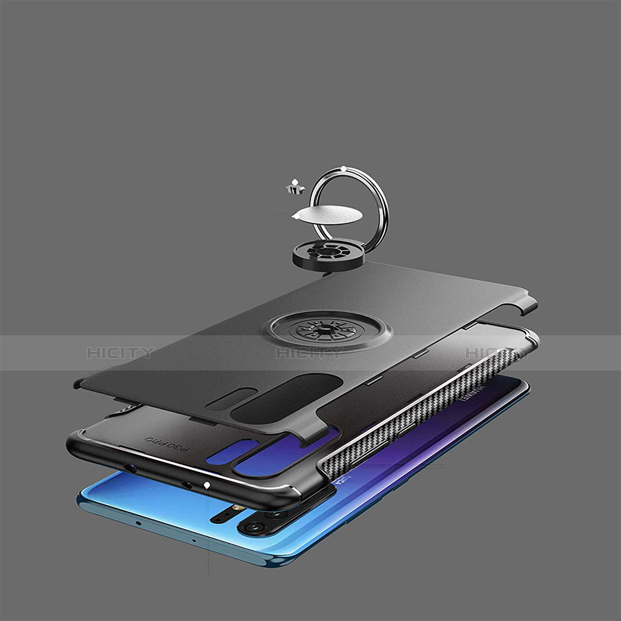 Funda Bumper Silicona y Plastico Mate Carcasa con Magnetico Anillo de dedo Soporte para Huawei P30 Pro