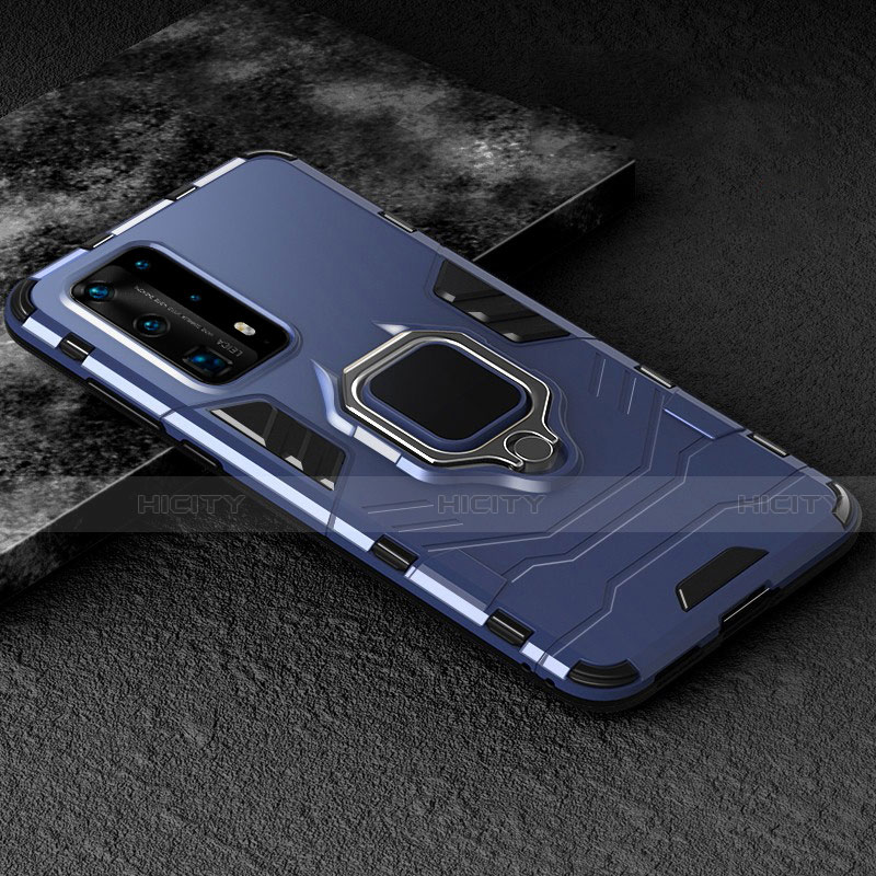 Funda Bumper Silicona y Plastico Mate Carcasa con Magnetico Anillo de dedo Soporte para Huawei P40 Pro+ Plus