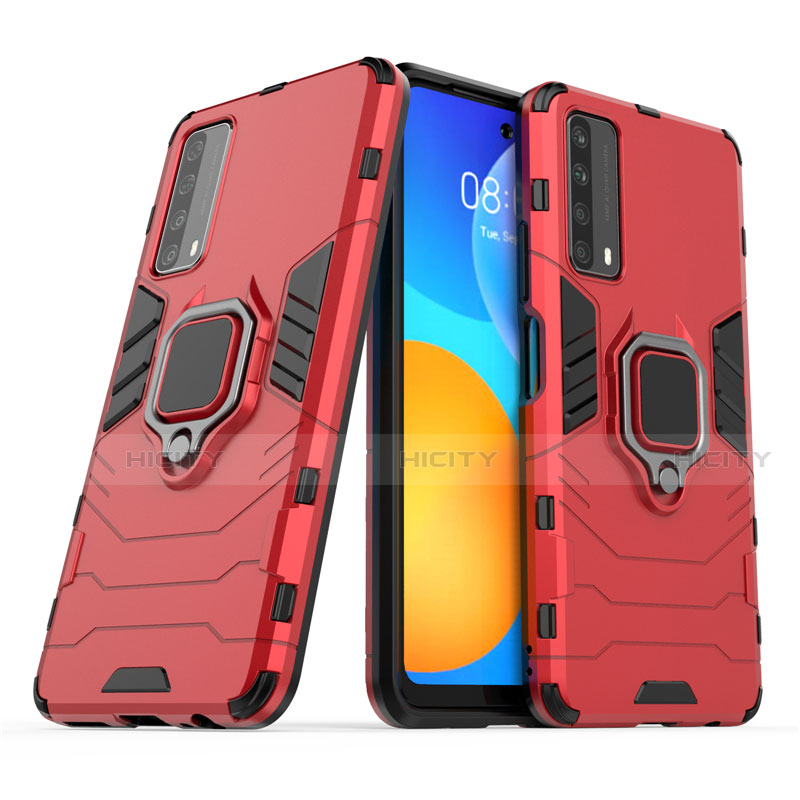 Funda Bumper Silicona y Plastico Mate Carcasa con Magnetico Anillo de dedo Soporte para Huawei Y7a