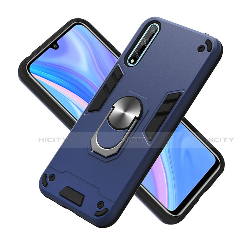 Funda Bumper Silicona y Plastico Mate Carcasa con Magnetico Anillo de dedo Soporte para Huawei Y8p