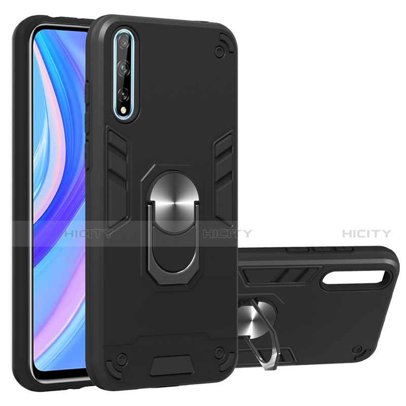 Funda Bumper Silicona y Plastico Mate Carcasa con Magnetico Anillo de dedo Soporte para Huawei Y8p