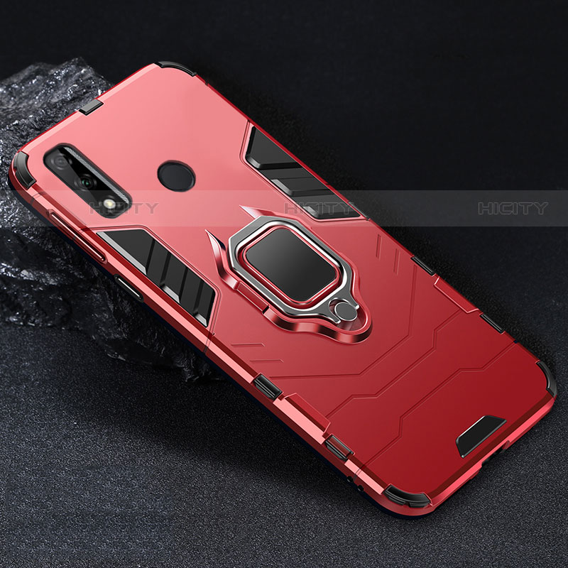 Funda Bumper Silicona y Plastico Mate Carcasa con Magnetico Anillo de dedo Soporte para Huawei Y8s Rojo