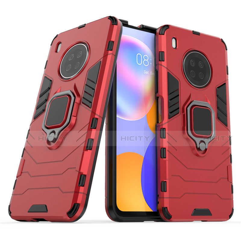 Funda Bumper Silicona y Plastico Mate Carcasa con Magnetico Anillo de dedo Soporte para Huawei Y9a