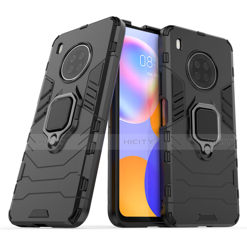 Funda Bumper Silicona y Plastico Mate Carcasa con Magnetico Anillo de dedo Soporte para Huawei Y9a