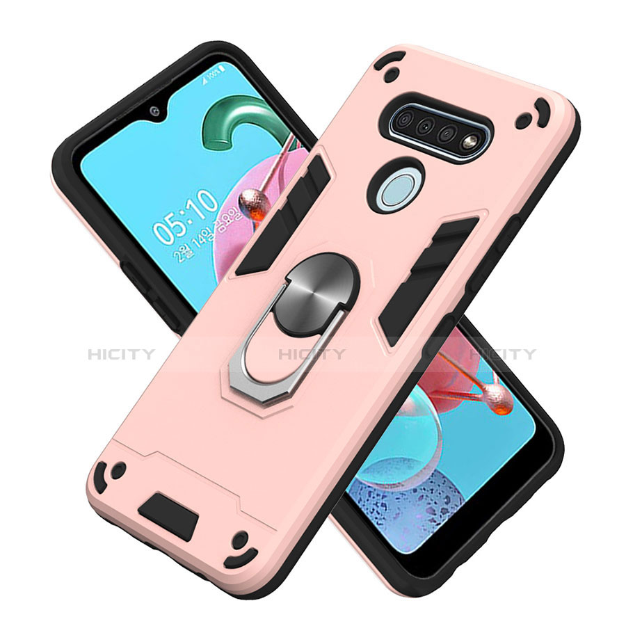 Funda Bumper Silicona y Plastico Mate Carcasa con Magnetico Anillo de dedo Soporte para LG K51