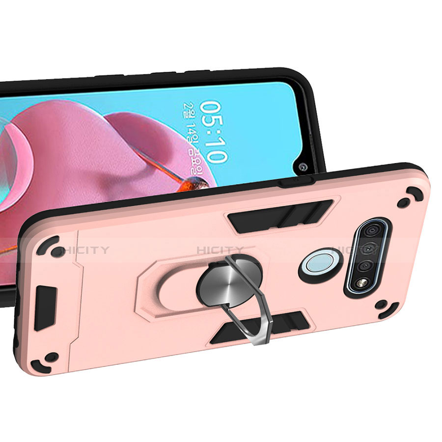 Funda Bumper Silicona y Plastico Mate Carcasa con Magnetico Anillo de dedo Soporte para LG K51