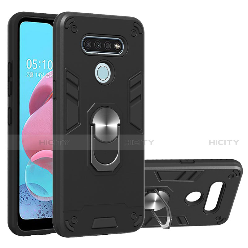 Funda Bumper Silicona y Plastico Mate Carcasa con Magnetico Anillo de dedo Soporte para LG K51