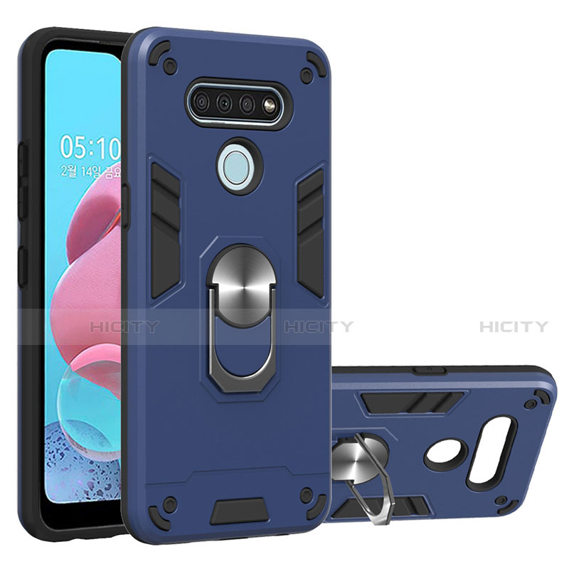 Funda Bumper Silicona y Plastico Mate Carcasa con Magnetico Anillo de dedo Soporte para LG K51