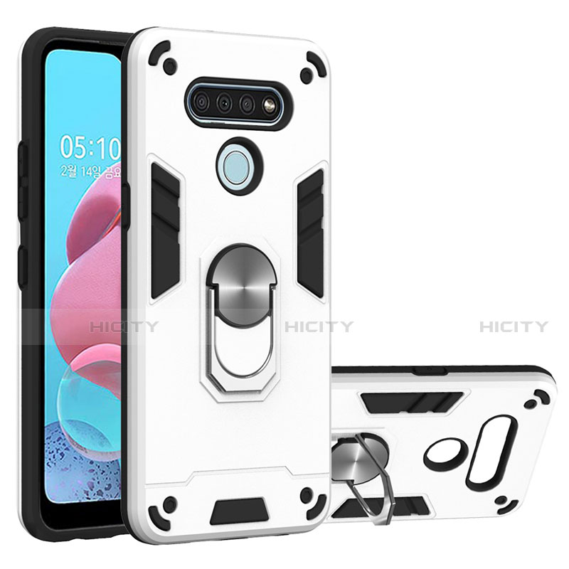 Funda Bumper Silicona y Plastico Mate Carcasa con Magnetico Anillo de dedo Soporte para LG K51