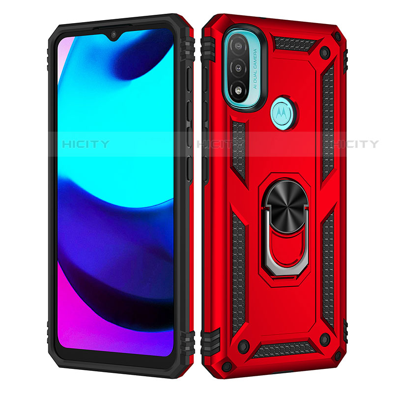 Funda Bumper Silicona y Plastico Mate Carcasa con Magnetico Anillo de dedo Soporte para Motorola Moto E20