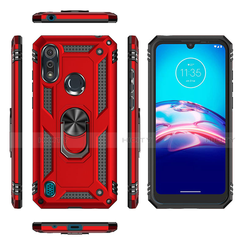 Funda Bumper Silicona y Plastico Mate Carcasa con Magnetico Anillo de dedo Soporte para Motorola Moto E6s (2020)