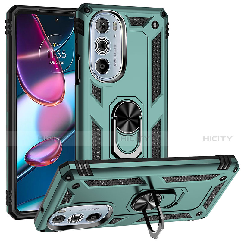 Funda Bumper Silicona y Plastico Mate Carcasa con Magnetico Anillo de dedo Soporte para Motorola Moto Edge 30 Pro 5G