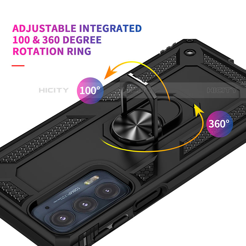 Funda Bumper Silicona y Plastico Mate Carcasa con Magnetico Anillo de dedo Soporte para Motorola Moto Edge Lite 5G