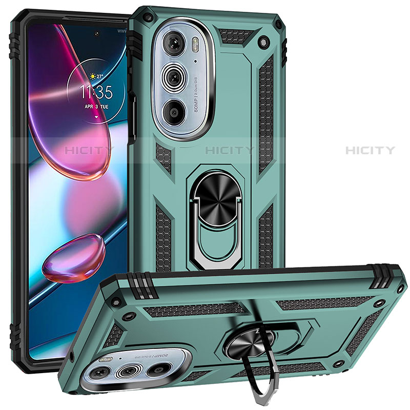 Funda Bumper Silicona y Plastico Mate Carcasa con Magnetico Anillo de dedo Soporte para Motorola Moto Edge Plus (2022) 5G