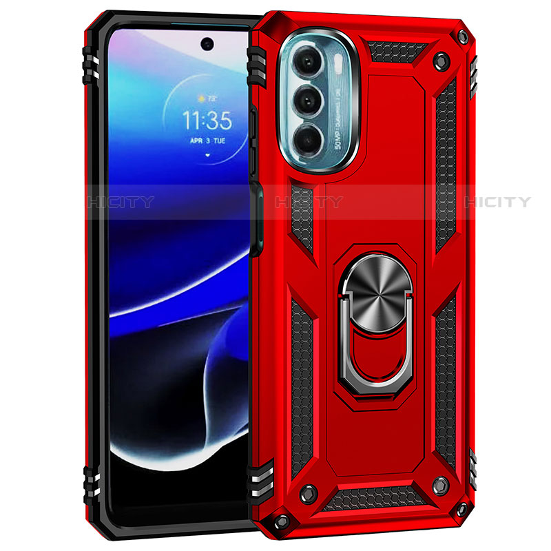 Funda Bumper Silicona y Plastico Mate Carcasa con Magnetico Anillo de dedo Soporte para Motorola Moto G 5G (2022)